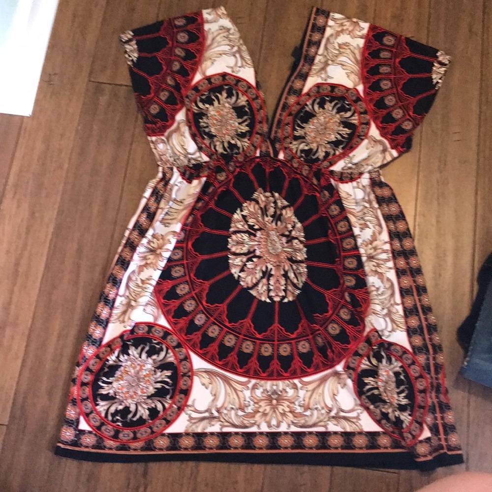 Mini dress with deep v